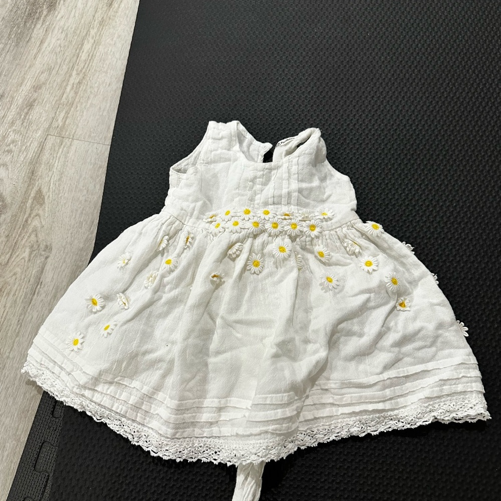 White Dress with Yellow Floral Embroidery 2T